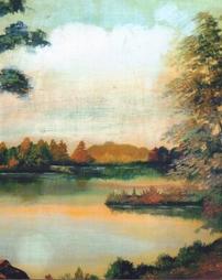 Fresco painted on wall showing wide river
