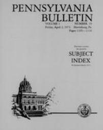 Pennsylvania bulletin Subject Index for 1971 January-March