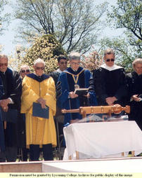 Reverend Marco Hunsberger Leads Participants in Prayer, Commencement 1995