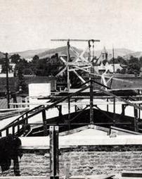 Brown Library roof under construction, July 25, 1906