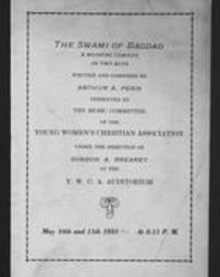 Playbill for "The Swami of Bagdad," a musical comedy in two acts, composed by Arthur A Penn and presented by the music committee of the YWCA