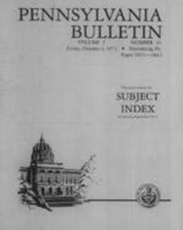 Pennsylvania bulletin Subject Index for 1972 January-September