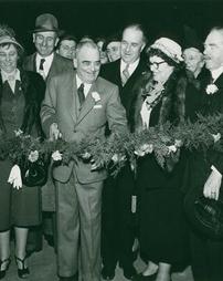 1950 Philadelphia Flower Show. Mayor Samuel, Mrs. Duff and Lord Aberconway Open the Show