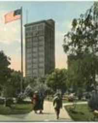 View of City Park, showing First National Bank Building