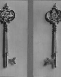 Silver key presented on the occasion of the opening of the public library, Kettering, England by Mr. Carnegie, 7th May 1904