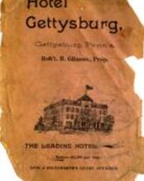 Advertisement for the Hotel Gettysburg, as well as an Advertisment for J.I. Mumper, Battlefield Photographer, on the other side