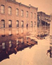 Wilkes-Barre, PA - Boat view of East North Street Oil Slick - Hurricane Agnes Flood