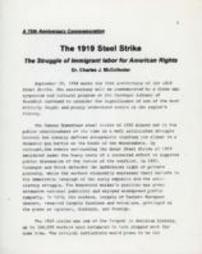 The 1919 Steel Strike 75th Anniversary Commemoration Article