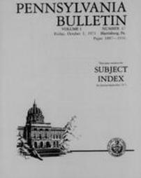 Pennsylvania bulletin Subject Index for 1971 January-September
