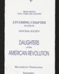 Lycoming Chapter #2-078--PA. National Society Daughters of the American Revolution. Williamsport, Pennsylvania. Supplement. 1991-1992.
