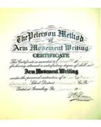 Garrett High School Peterson Method of Arm Movement Writing Certificate