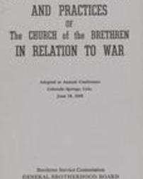 Statement on position and practices of the Church of the Brethren in relation to war