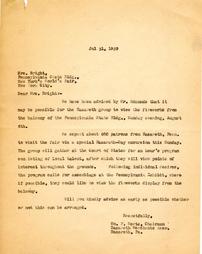 Letter from William F. Mertz to Mrs. Bright