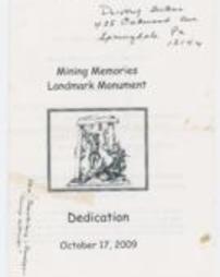 Mining Memories Landmark Monument Dedication Program