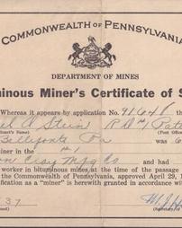 Samuel Steir-miner's certificate