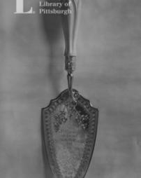 Silver trowel-- ivory handle, used by Mrs. Carnegie in laying the foundation stone of the Carnegie Library, Dingwall, Scotland, 14th July, 1903