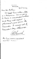 (S.H. Church to Mr. Bertram, April, 27, 1909)