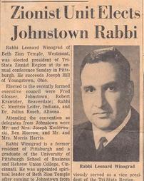 Zionist elects Johnstown Rabbi