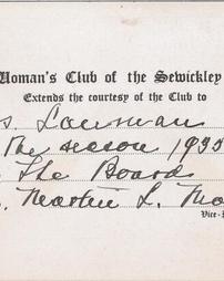 Club Invitation to Caroline Lauman for 1935-1936