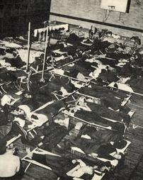 Refuge in school gymnasium during 1936 flood