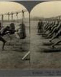 Class of officers practicing "the short point stab," American Army Camp,U.S.A.