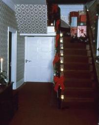 Maple Manor Hall Furniture and Stairway Decorated With Bows