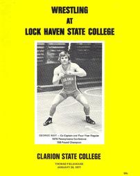 Lock Haven State College vs. Clarion State College wrestling match program, George Way