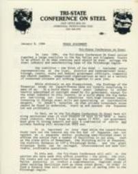 Tri-State Conference on Steel Press Statement on the Failure to Save Dorothy 6