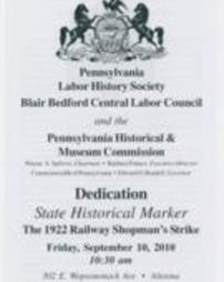 The 1922 Railway Shopman's Strike Historical Marker Dedication