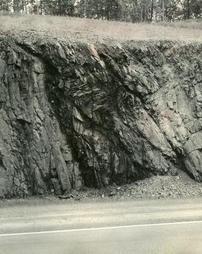 Anthracite outcrop cut by several faults