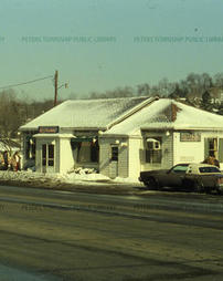 Hollywood Restaurant exterior in winter, 1979.