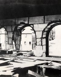 Interior of Brown Library under construction