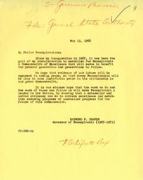 Letter to Pennsylvanians from Governor Raymond P. Shafer