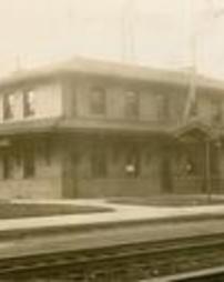 Train Station [1] b&w postcard, Beaver Falls, Pa.