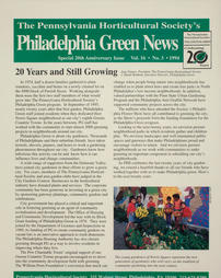 Philadelphia Green News. Anniversary Issue, 1994. Cover