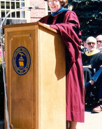 Dean of the College, Dr. Shirley Van Marter Addresses the Audience, Commencement 1986