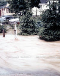 Mailbox amidst floodwaters along Jones Drive, 1956.