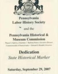 State Historical Marker Dedication Event Pamphlet 