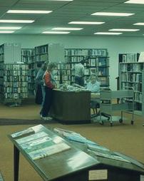 Interior of Meyersdale Public Library With Marguerite Cockley at Desk