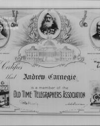 Certificate of membership, Old Time Telegraphers Association