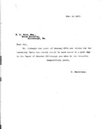 (""P. Secretary"" to W.N. Frew, January 21, 1908)