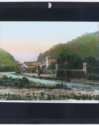 Italy. Bagni di Lucca. Veduta della valle col fiume Lima