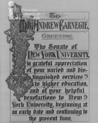 Bound congratulations on eightieth birthday, 25th November, 1915, from New York University