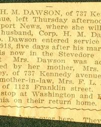 Mrs. H. M. Dawson News Story