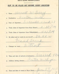 Vacation Form - 1927