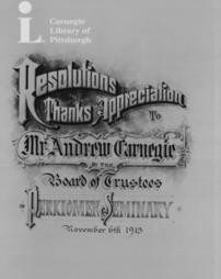 Bound resolution of thanks and appreciation from Board of Trustees of Perkiomen Seminary, Pennsburg, Pennsylvania, 6th November, 1913.
