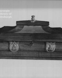 Casket made of oak from the old bridge over the Tweed at Peebles containing the freedom of the Royal Burgh of Peebles, Scotland, 19th October, 1909