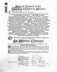 Address of appreciation, the Federal Council of the Churches of Christ in America for the foundation of the Church Peace Union, February 14th, 1914