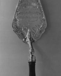 Silver trowel used in laying the memorial stone of the Carnegie Free Library, Ayr, Scotland, 5th October, 1892