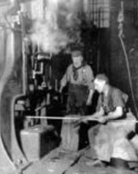 Steel workers at work at the Homestead Steel plant 